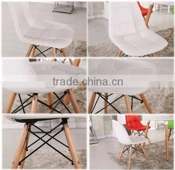 Plywood inside wood dine chair with leather