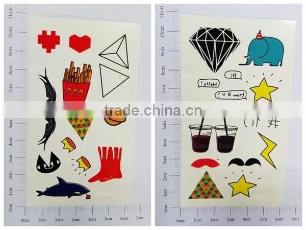 custom small size cute cartoon tattoo waterproof tattoo sticker