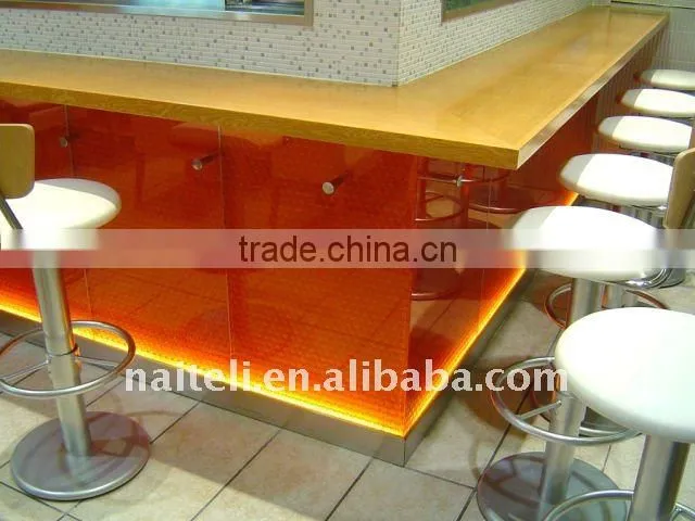 Translucent Backlit Onyx Counter Beauty Salon Curved Reception Desk