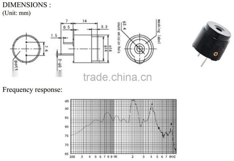 FB-16P12 12v magnetic piezo buzzer, SMD magnetic buzzer, electromagnetic transmitter (FBELE)
