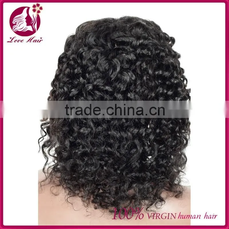 High quanlity lace wig human hair virgin mongolian lace fabric wholesale human jerry curl hair wigs for black women