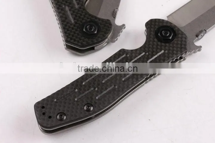 OEM carbon fiber and Titanium alloy handle folding hunting knife