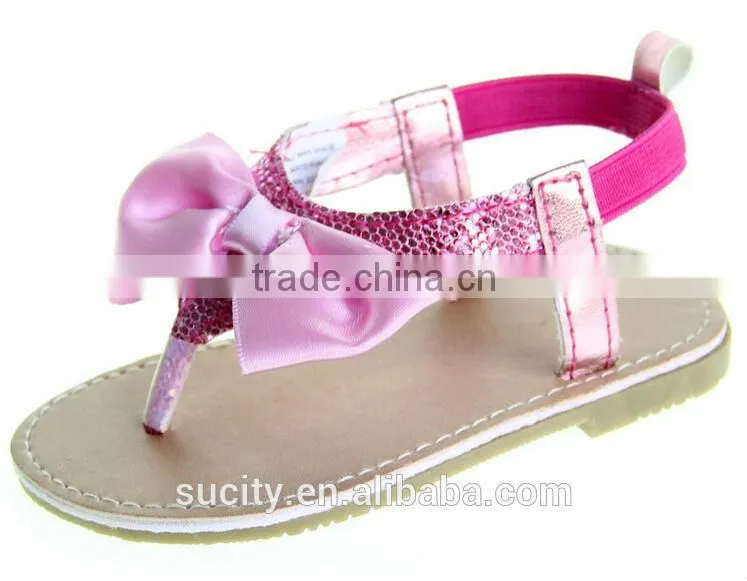 wholesale elegant sexy girls flat rose red sandals with bow