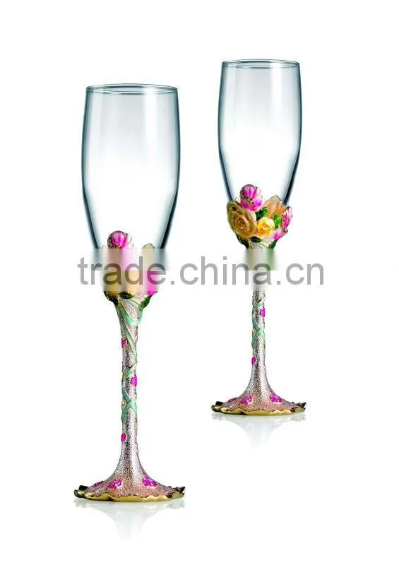 RORO Love Lifetime rose enamel crystal glass wine glass champagne glass
