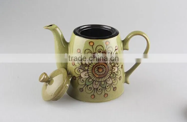 Antique elegant colored glazing ceramic Indian tea set wholesale 9pcs