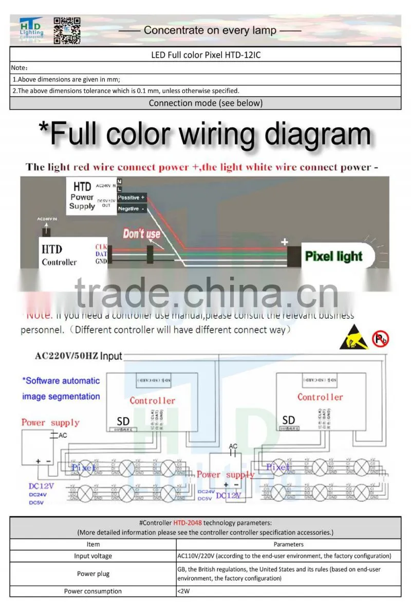 Waterproof IP67 full Color WS2801IC 1903 6803 LED Pixel light