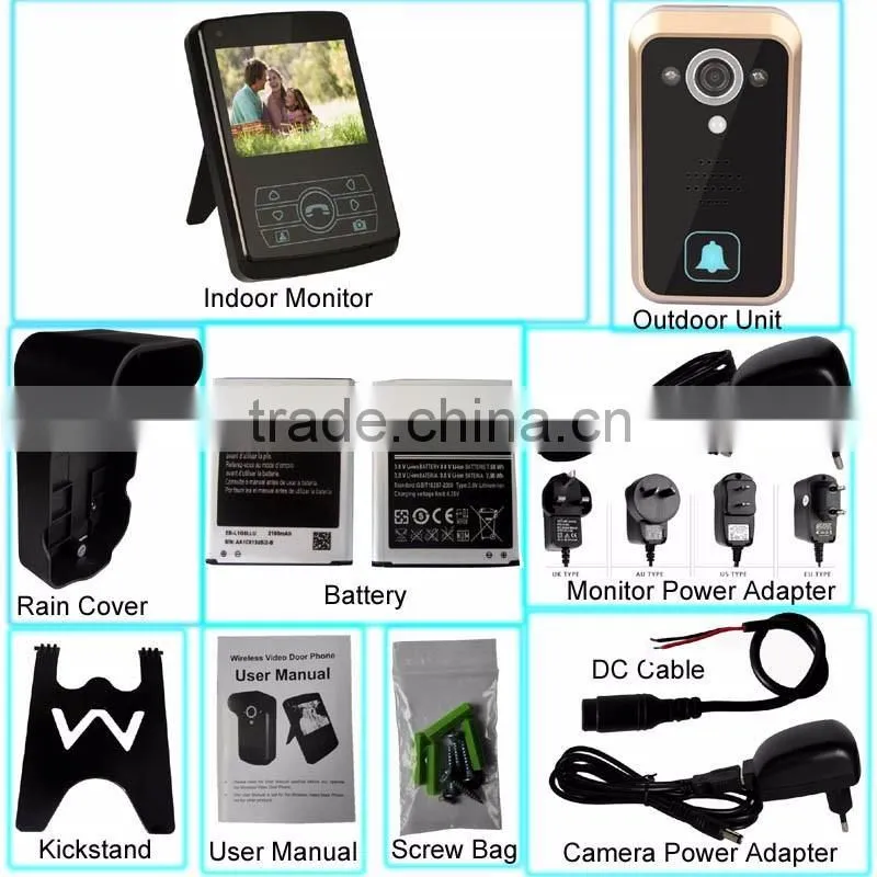 2.4G wireless Video Door Phone 1v2 Wireless Door Intercom door phone