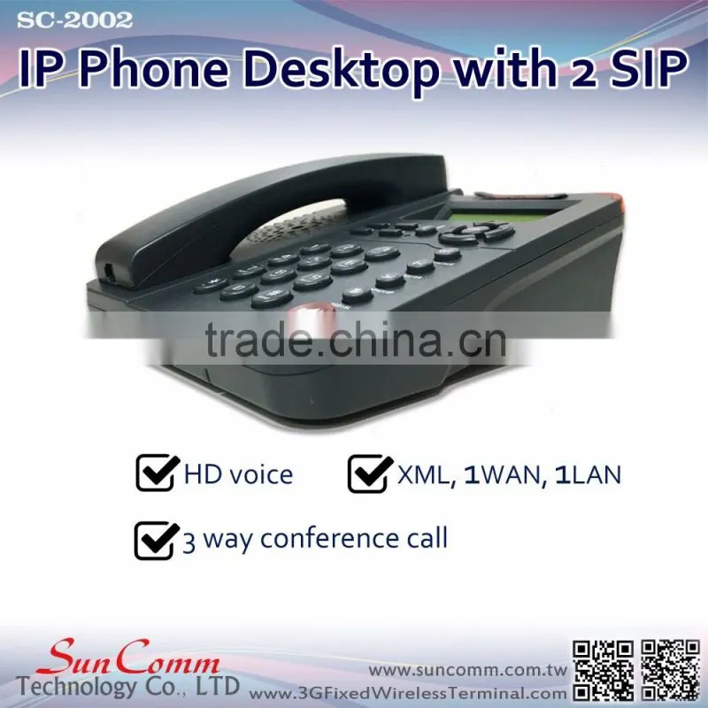 SunComm SC-2002PE HD speaker 2 sip accounts IP Phone with PoE