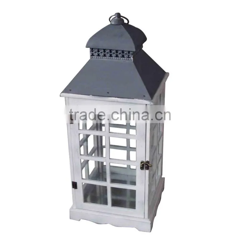 2016 wood candle lanterns with grey metal top
