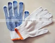 7 Gauge bleached white color gloves/Can be dotted on one side or both sidescotton gloves