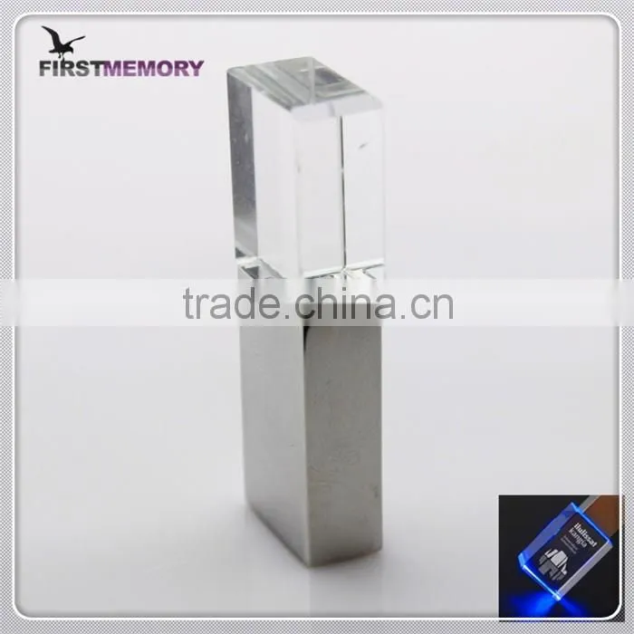 Crystal Glass usb 2.0 memory flash stick storage capacity of pen drive 64gb