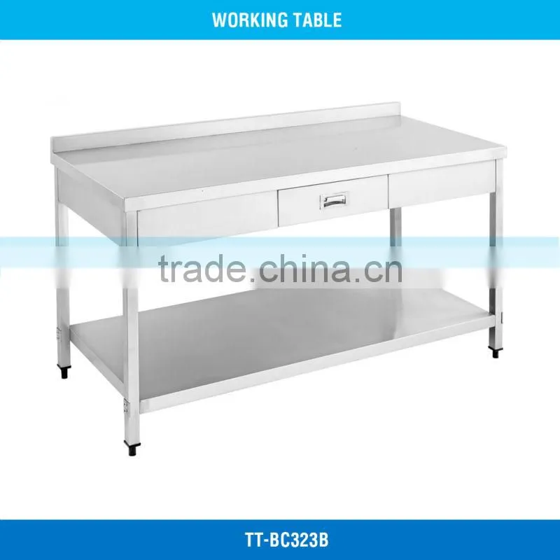 TT-BC323B, Stainless Steel, Single Drawer, 2 Tiers, with Splashback, Working Table