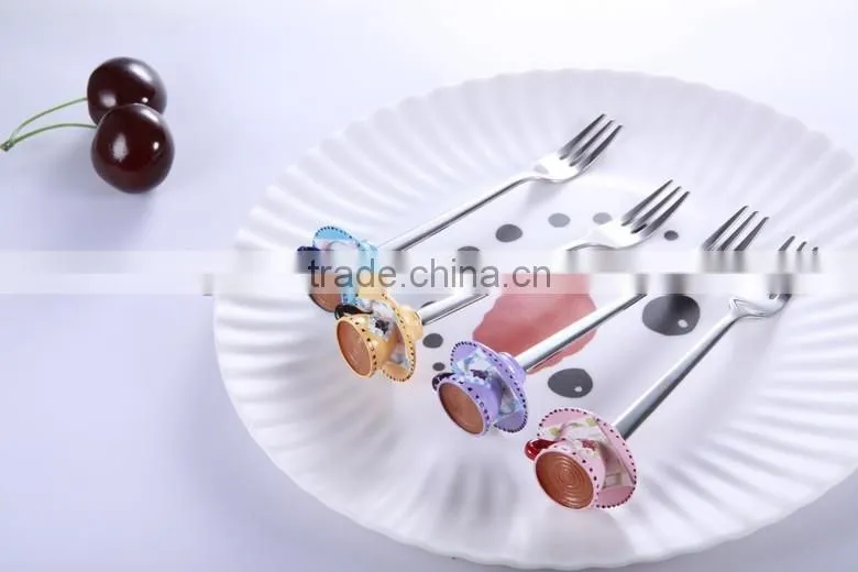 Fashion designed resin handle stainless steel ice cream spoon food grade