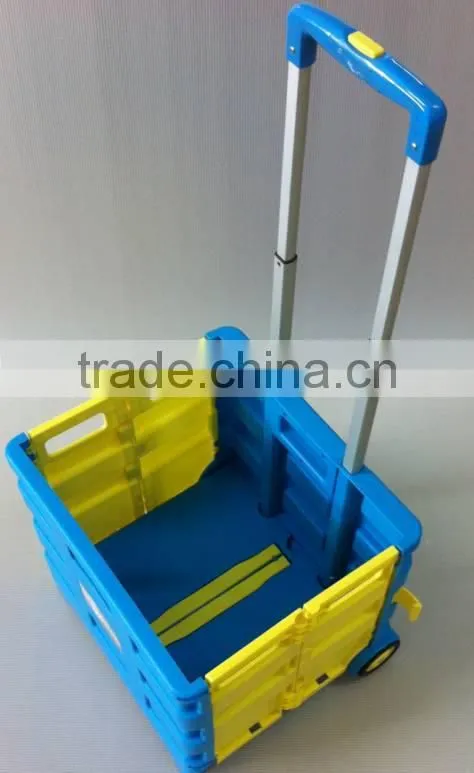 Portable Folding Boot Cart Handy Easy Storage Durable Plastic shopping cart with aluminium telescopic handle