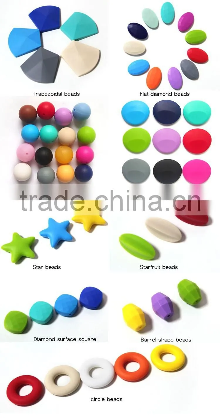 Food grade silicone beads baby teething necklace for toddler