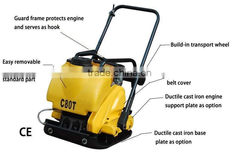 HC80T 80kg Factory CE Certificate forward with tank Vibrating Plate Compactor Vibrator Plate Compactor