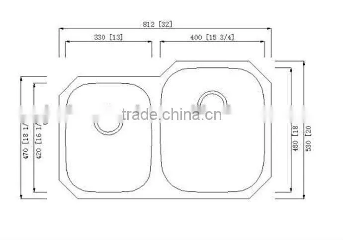8153R# Double Bowl Stainless Steel Kitchen Sink 304#