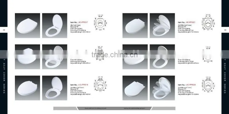 UIC-PP5060 Round/ Enlongated PP Toilet seat cover soft close, Soft Slow Close White Toilet seat, PolyPropylene Toilet seat