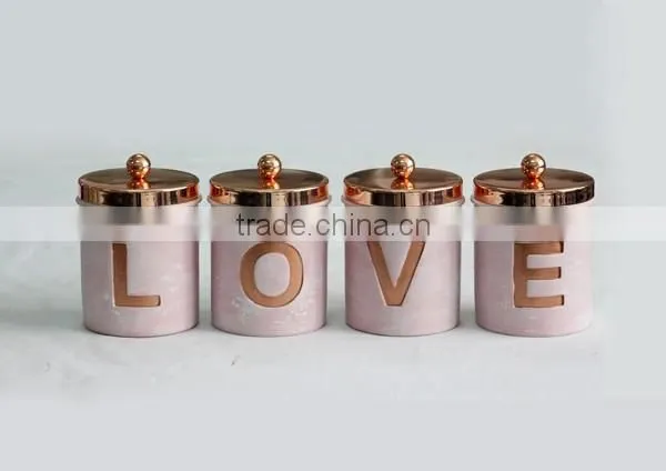 Cermaic jars for bath salts marble cement skin care containers with wood lids
