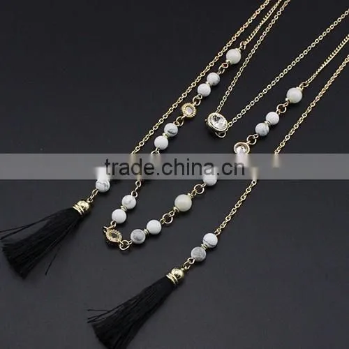 Latest design fashion 18k gold color gemstone necklace
