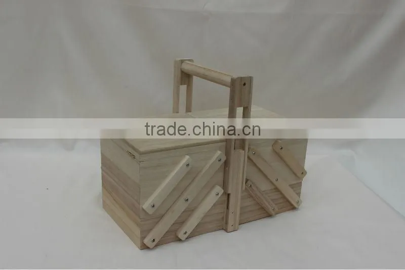 refined wooden sewing box with lid
