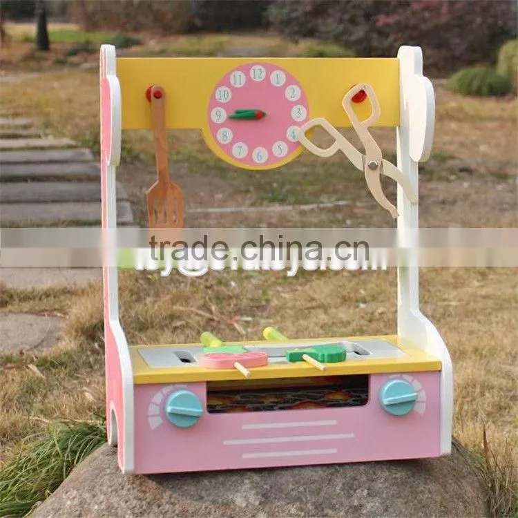 New design preschool kids play kitchen toys wooden toy bbq set W10C302