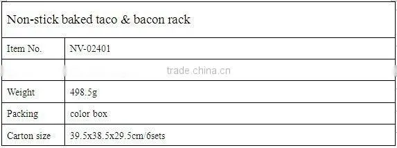 Non-stick baked taco & bacon rack