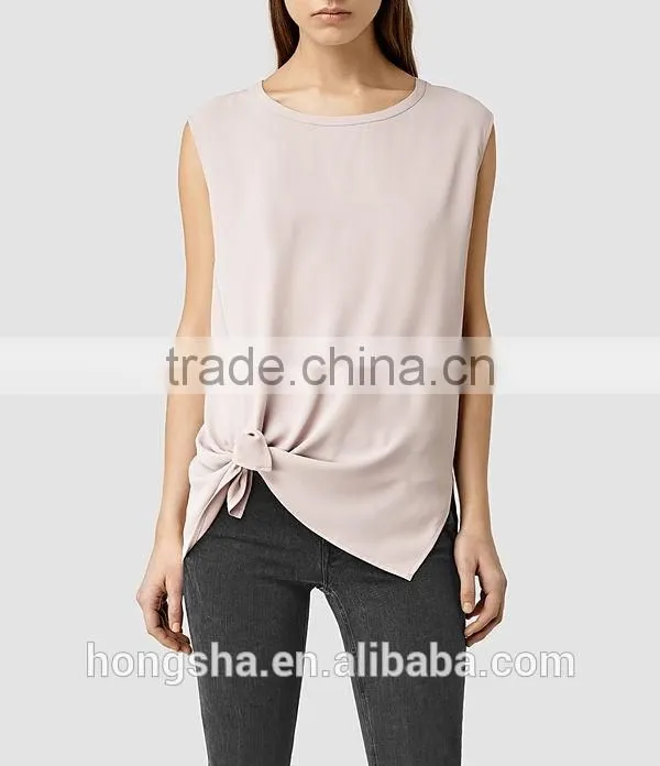 2016 Fashion Lightweight Knot Hemline Sleeveless Tank Top HST8036