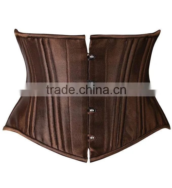 Women short double steel boned Waist slimming Satin waist trainer