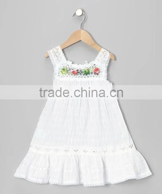 Wholeasle Little Girls Ivory Pearl Handmade Smocked Dress