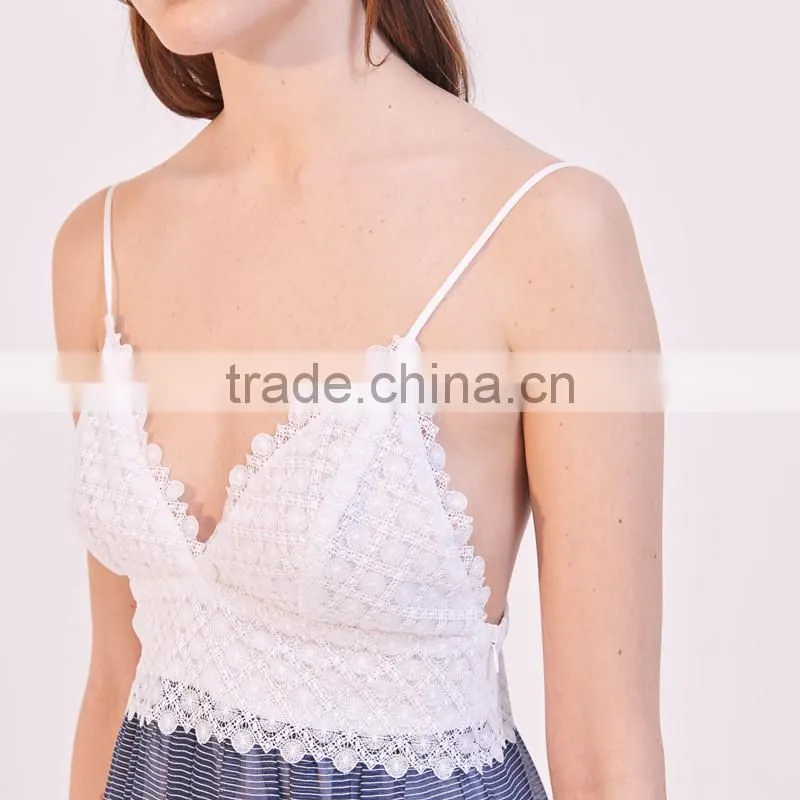 Hot style Splice sexy women deep V-neck slip and ruffled hem dress