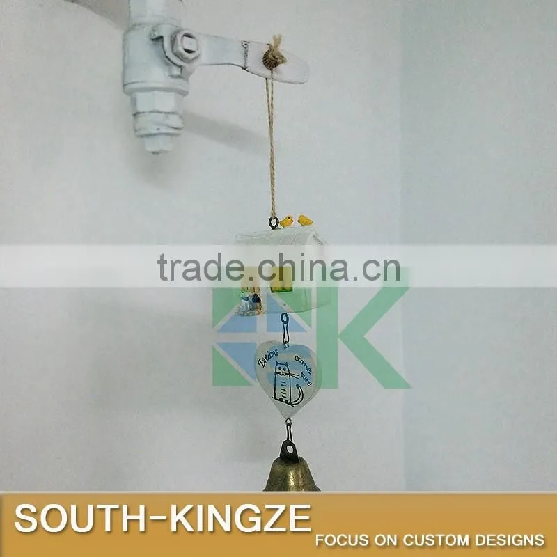 White Wood House Cat Plate Brass Stainless Ringing Bell