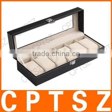 Beautifully six windows standard edition leather watch display box storage box watch box watch