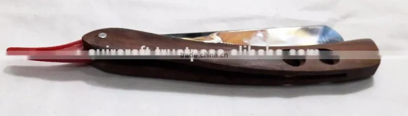 CUT THROAT SHAVETTE STRAIGHT SHAVING RAZOR WOODEN HANDLE