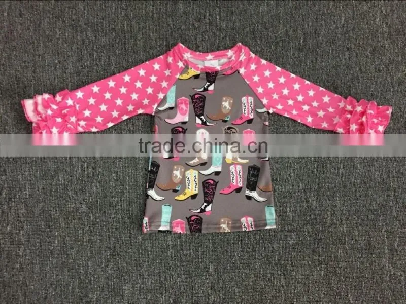 Fashion baby girl cute valentine holiday long sleeve heart raglan tops boutique child clothes wholesale