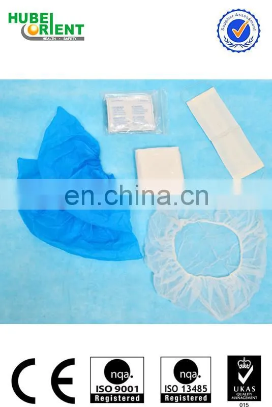 waterproof PE visitor coat kit cap visitor coat shoe cover face mask