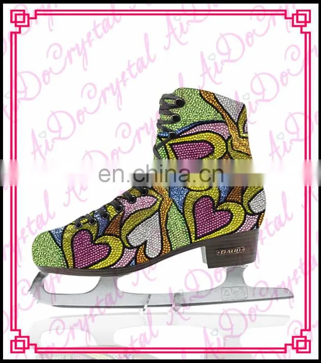Aidocrystal Wholesales Fashionable design handmade bling bling crystal Adults Figure ice skate shoes for Women
