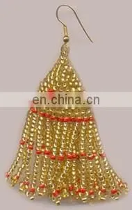 Latest Pearls beads silken and glitter cord Handmade Earrings