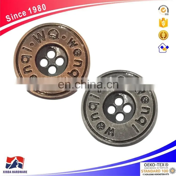 Manufacturer of custom metal alloy garment sewing buttons