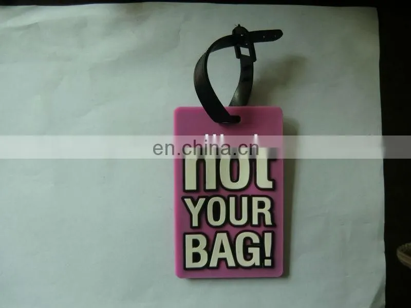 custom made rubber luggage tag with words