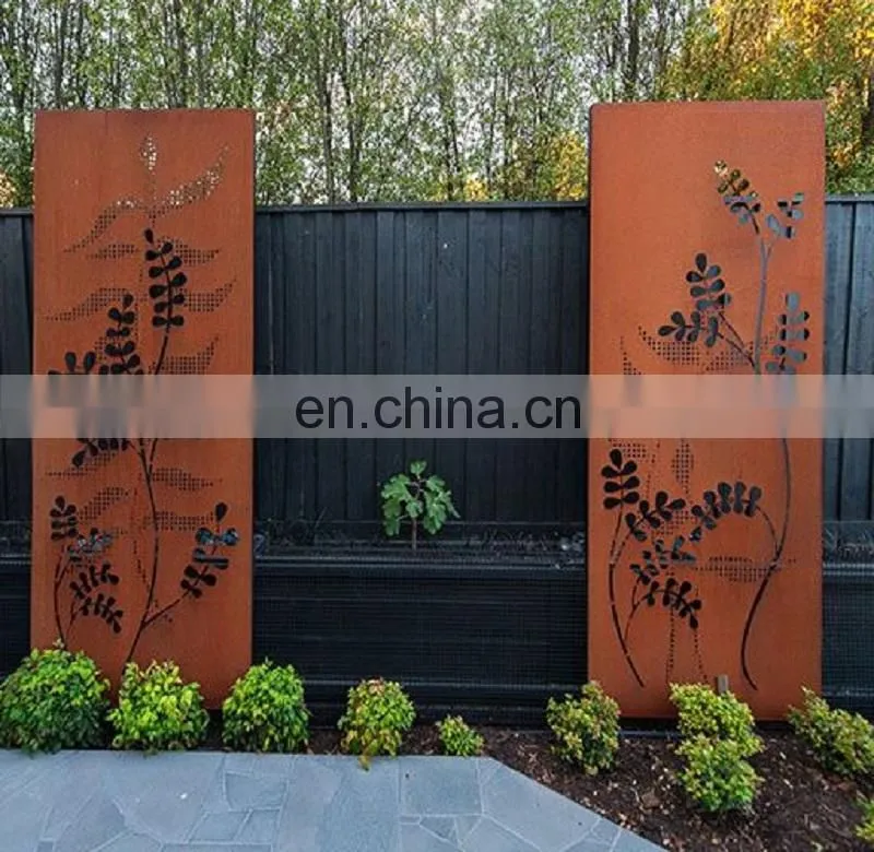 Custom made laser cut corten steel garden screens