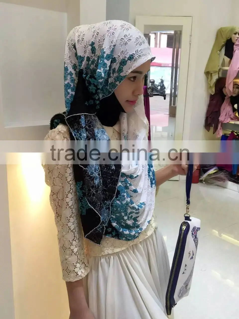 Colorful beautiful LACE gorgeous muslim long scarf