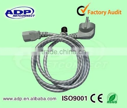 cotton braided jacket ac power cord