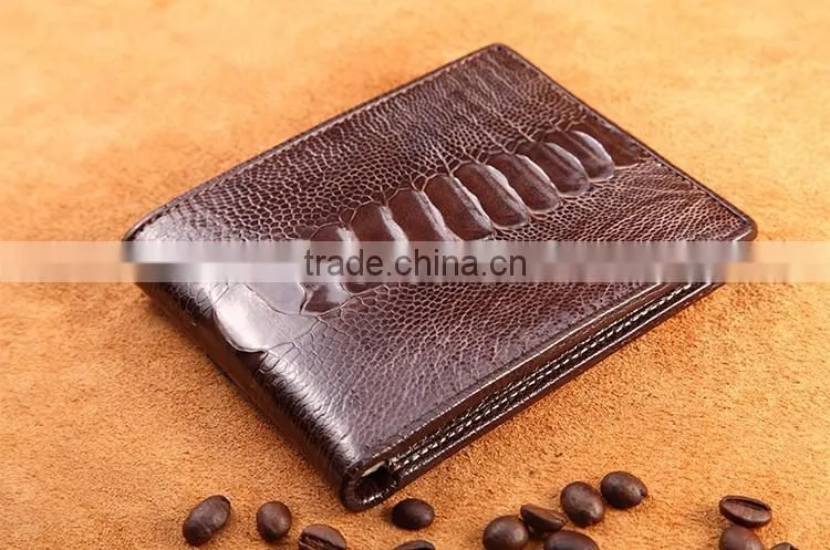 High Quality Custom Genuine Real Ostrich Leg Leather Small Wallet for men