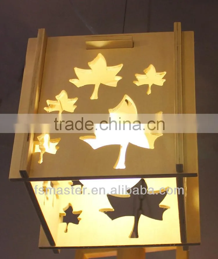 2013new design wooden nature color warm color cube shape pendant light for restaurant