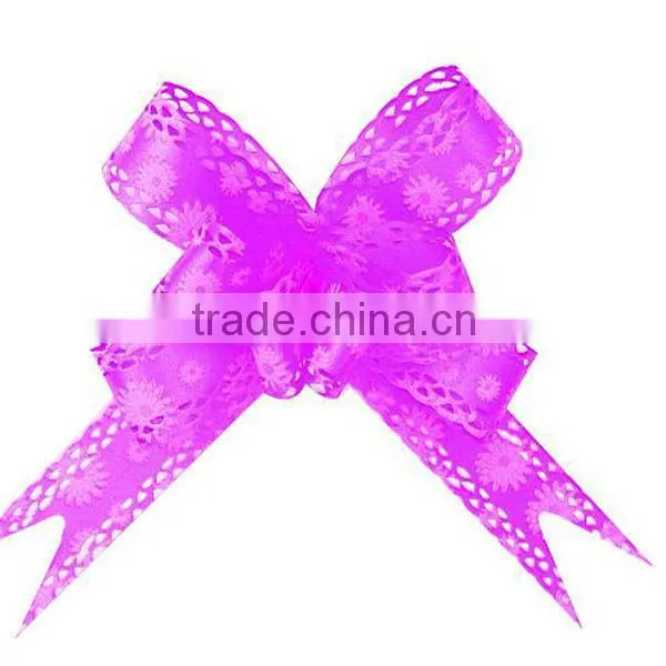 2014 the newest design Glitter with lace decorative border Star Bows or Garland Ribbon Flower For Christmas/Wedding Celebration