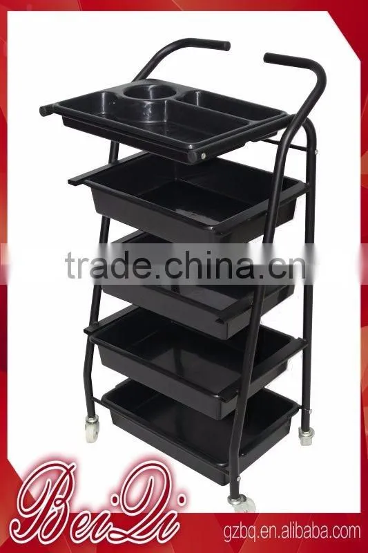 Beiqi 2016 Beauty Salon Beauty Manicure Pedicure Tools Salon Plastic Trolley Carts with 4 Trays for Sale