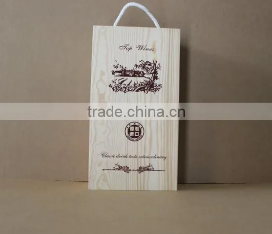 Custom wooden gift packaging wine box design for 2 bottles,christmas wine bottle gift box