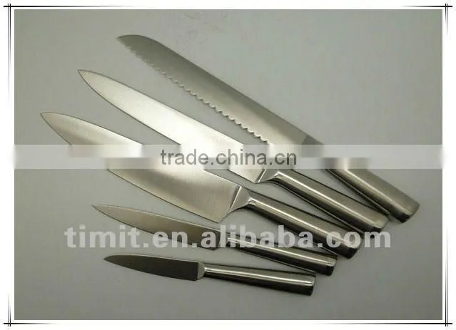 8pcs stainless steel solid handle good quality with block kitchen knife