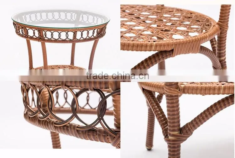 Outdoor Leisure Balcony Metal Coffee Table Rattan Dining Chair Rattan Cane Furniture